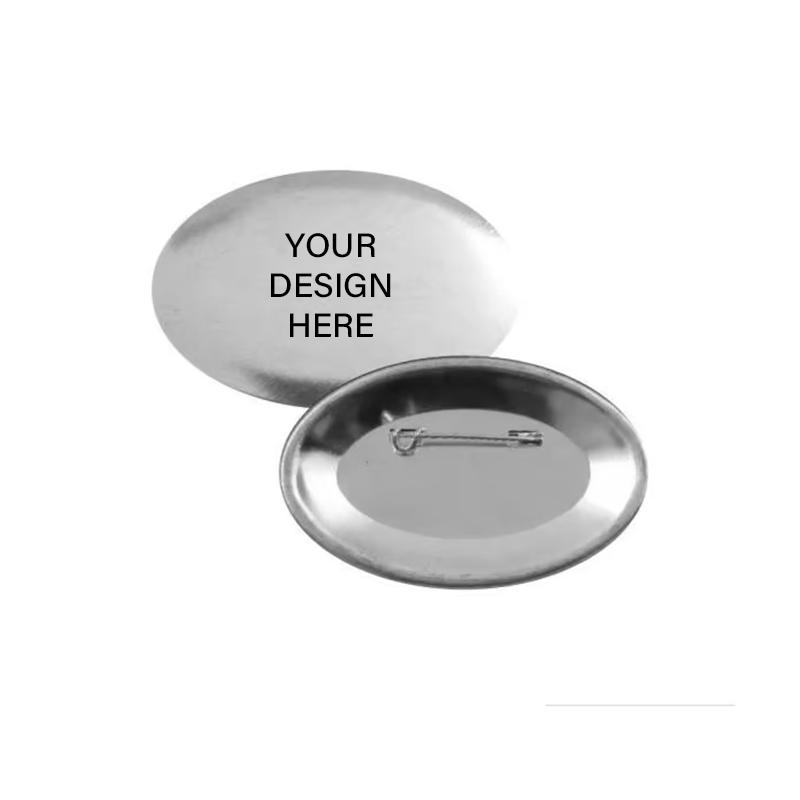 Oval Shaped Metal Button Badge